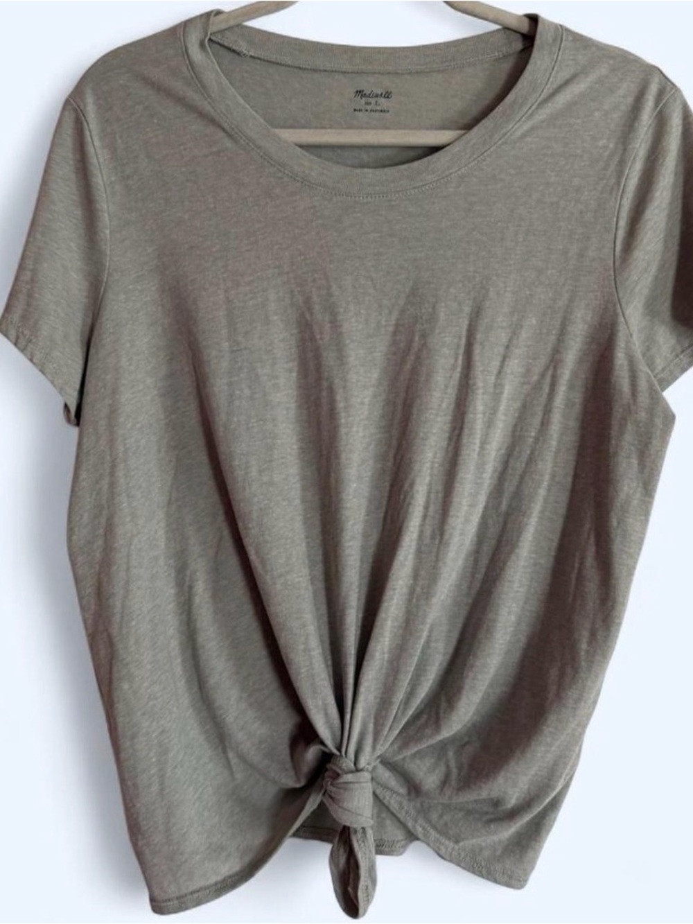 Madewell Grey Tie-Front Short Sleeve Tee